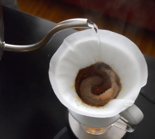 Making Pour Over Coffee Through a White Filter