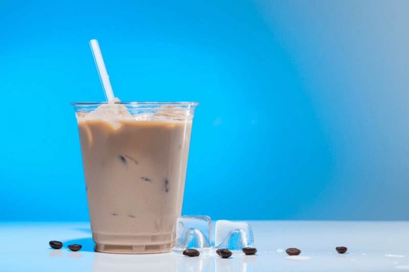 Iced Coffee With Blue Background