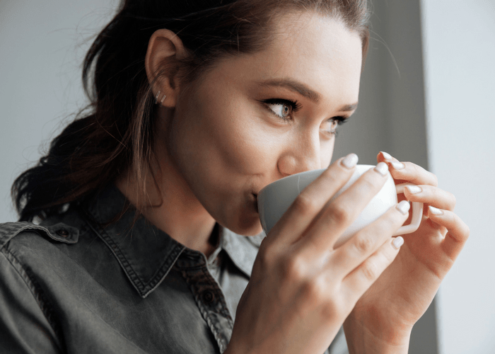 Girl Drinking Morning Coffee