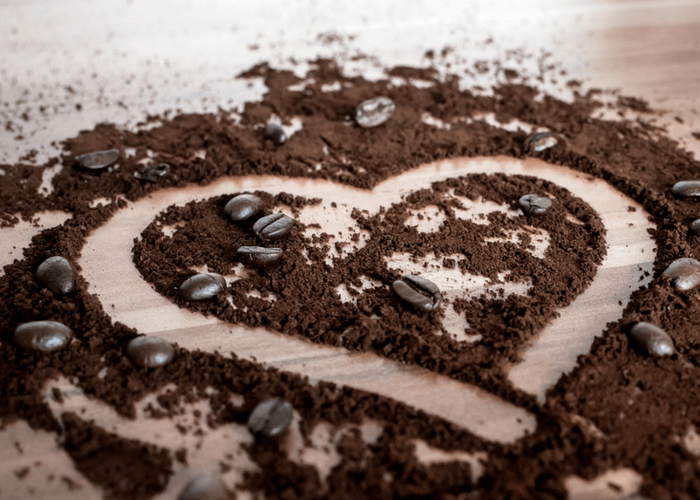 Heart Drawn In Ground Coffee