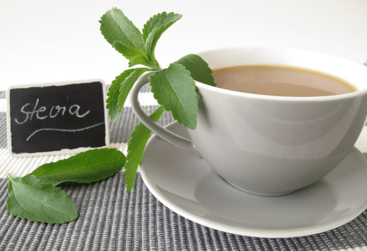 Coffee with stevia added with nameplate