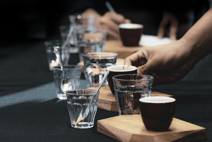 Coffee tasters at a professional event