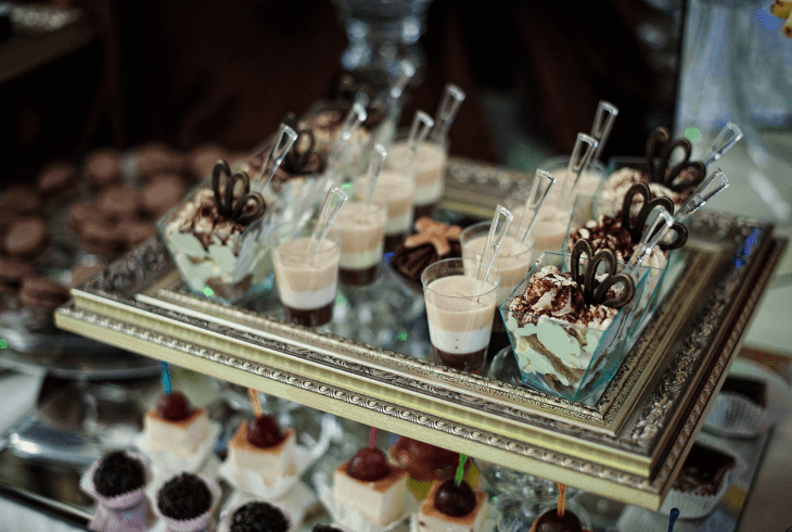 Dessert bar for coffee themed wedding