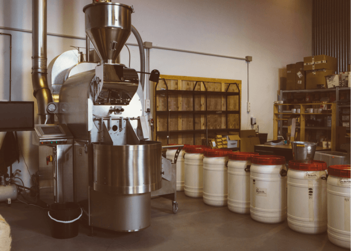 Coffee factory that uses solvents to decaffeinate 