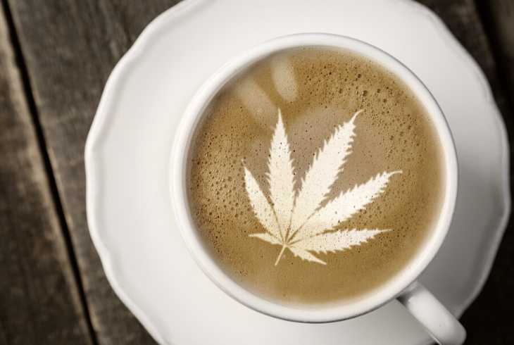 cannabis latte art in cup