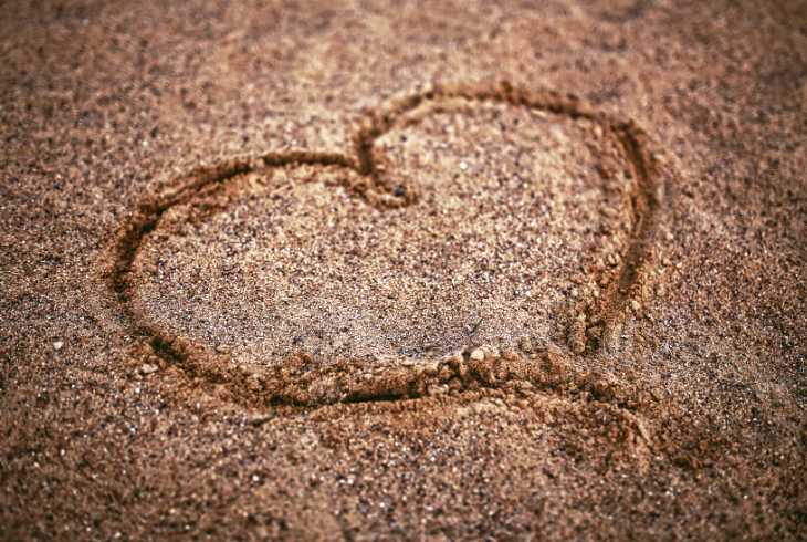 Used coffee grounds with heart in middle